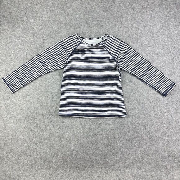 Garnet Hill Swim Shirt Top Kids Size 8 Blue Striped Rash Guard Long Sleeve Beach - Picture 1 of 14